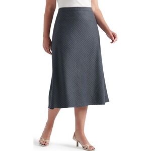 PARI PASSU Wool Blend Gray‎ Pinstripe Midi Skirt C4/18 Minimalist Workwear